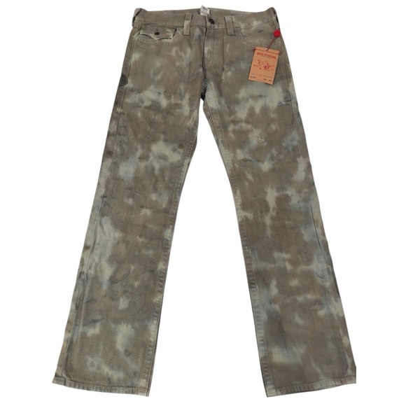 True Religion Other - True Religion Ricky Straight Jeans 33 Olive Camo Tie Dye NWT Made in USA $229